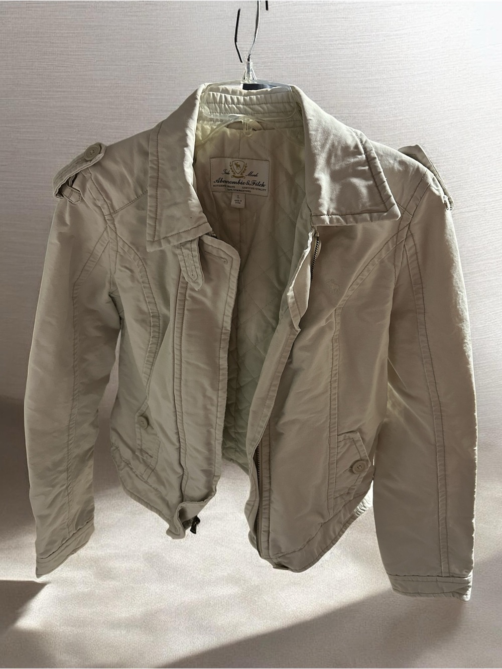 vintage y2k Abercrombie & Fitch Quilt lined Field Utility canvas tan large